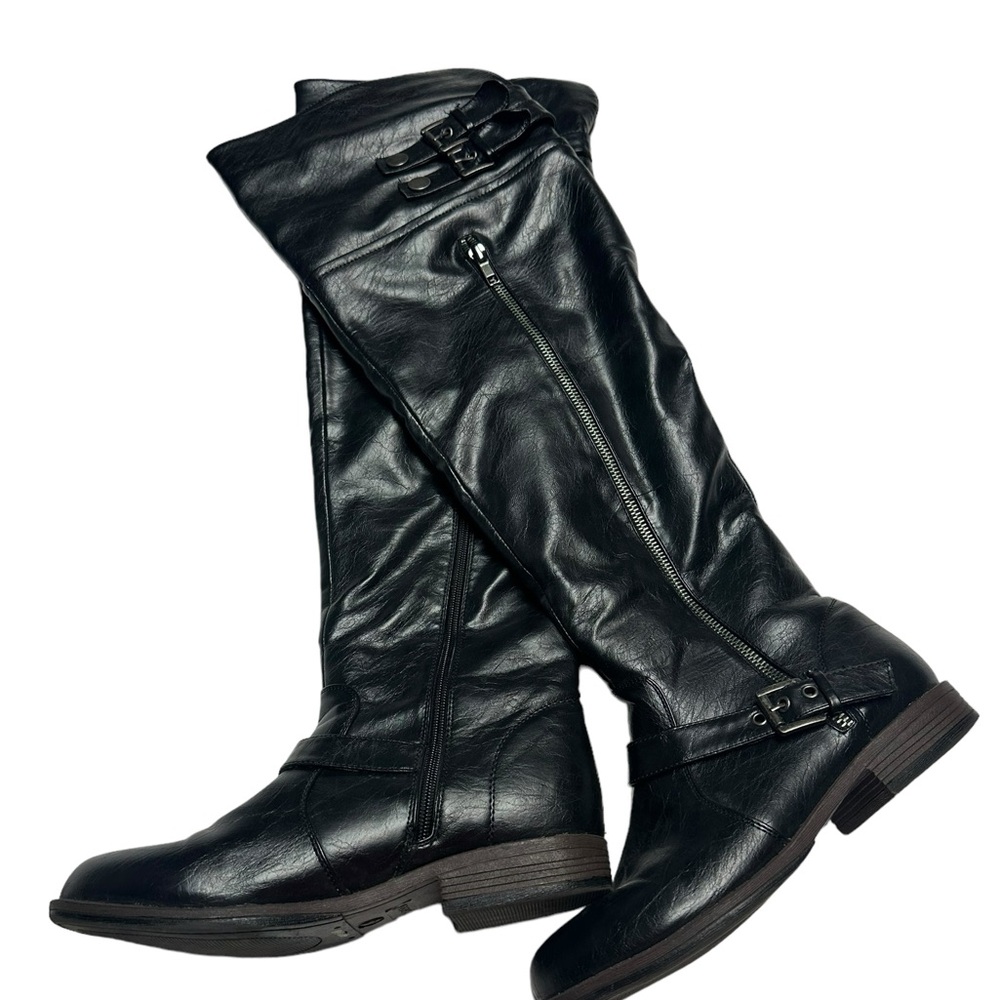 Bamboo Black Knee High Boots